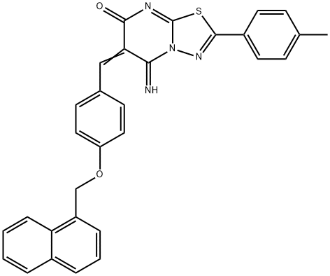 5-imino-2-(4-methylphenyl)-6-[4-(1-naphthylmethoxy)benzylidene]-5,6-dihydro-7H-[1,3,4]thiadiazolo[3,2-a]pyrimidin-7-one Struktur