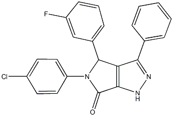 5-(4-chlorophenyl)-4-(3-fluorophenyl)-3-phenyl-4,5-dihydropyrrolo[3,4-c]pyrazol-6(1H)-one Struktur