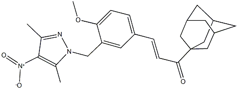 1-(1-adamantyl)-3-[3-({4-nitro-3,5-dimethyl-1H-pyrazol-1-yl}methyl)-4-methoxyphenyl]-2-propen-1-one Struktur