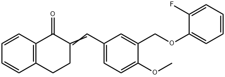 2-{3-[(2-fluorophenoxy)methyl]-4-methoxybenzylidene}-3,4-dihydro-1(2H)-naphthalenone Struktur