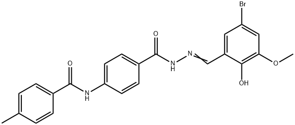 N-(4-{[2-(5-bromo-2-hydroxy-3-methoxybenzylidene)hydrazino]carbonyl}phenyl)-4-methylbenzamide Struktur