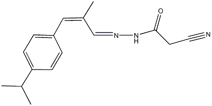 2-cyano-N'-[3-(4-isopropylphenyl)-2-methyl-2-propenylidene]acetohydrazide Struktur