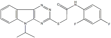 N-(2,4-difluorophenyl)-2-[(5-isopropyl-5H-[1,2,4]triazino[5,6-b]indol-3-yl)thio]acetamide Struktur