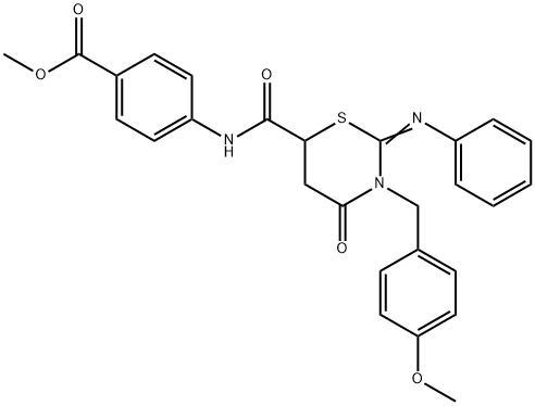 methyl 4-({[3-(4-methoxybenzyl)-4-oxo-2-(phenylimino)-1,3-thiazinan-6-yl]carbonyl}amino)benzoate Struktur