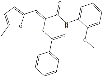 N-[1-[(2-methoxyanilino)carbonyl]-2-(5-methyl-2-furyl)vinyl]benzamide Struktur