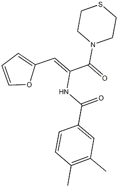 N-[2-(2-furyl)-1-(4-thiomorpholinylcarbonyl)vinyl]-3,4-dimethylbenzamide Struktur