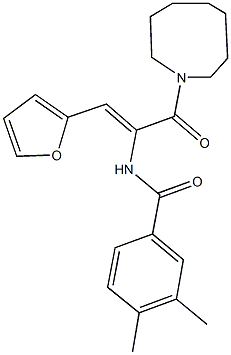 N-[1-(1-azocanylcarbonyl)-2-(2-furyl)vinyl]-3,4-dimethylbenzamide Struktur