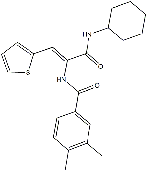 N-[1-[(cyclohexylamino)carbonyl]-2-(2-thienyl)vinyl]-3,4-dimethylbenzamide Struktur