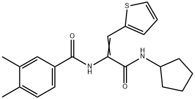 N-[1-[(cyclopentylamino)carbonyl]-2-(2-thienyl)vinyl]-3,4-dimethylbenzamide Struktur