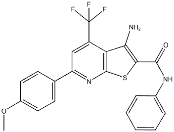 3-amino-6-(4-methoxyphenyl)-N-phenyl-4-(trifluoromethyl)thieno[2,3-b]pyridine-2-carboxamide Struktur