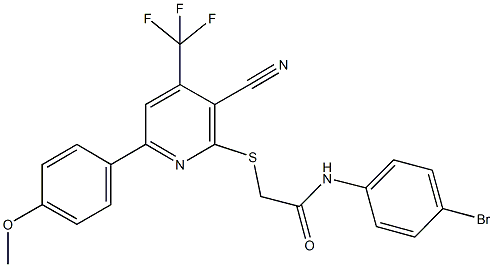 N-(4-bromophenyl)-2-{[3-cyano-6-(4-methoxyphenyl)-4-(trifluoromethyl)-2-pyridinyl]sulfanyl}acetamide Struktur