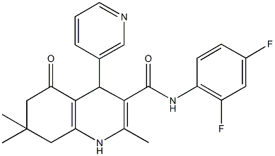 N-(2,4-difluorophenyl)-2,7,7-trimethyl-5-oxo-4-(3-pyridinyl)-1,4,5,6,7,8-hexahydro-3-quinolinecarboxamide Struktur