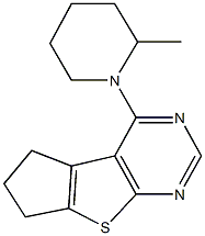 4-(2-methyl-1-piperidinyl)-6,7-dihydro-5H-cyclopenta[4,5]thieno[2,3-d]pyrimidine Struktur