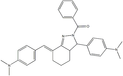 N-(4-{2-benzoyl-7-[4-(dimethylamino)benzylidene]-3,3a,4,5,6,7-hexahydro-2H-indazol-3-yl}phenyl)-N,N-dimethylamine Struktur