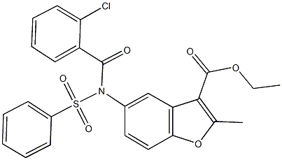 ethyl 5-[(2-chlorobenzoyl)(phenylsulfonyl)amino]-2-methyl-1-benzofuran-3-carboxylate Struktur