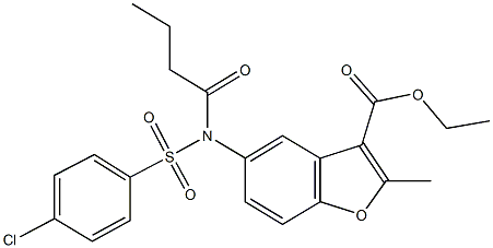 ethyl 5-{butyryl[(4-chlorophenyl)sulfonyl]amino}-2-methyl-1-benzofuran-3-carboxylate Struktur