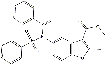 methyl 5-[benzoyl(phenylsulfonyl)amino]-2-methyl-1-benzofuran-3-carboxylate Struktur