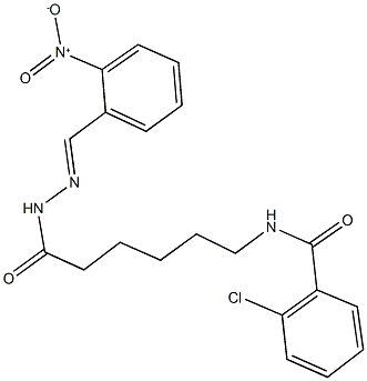 2-chloro-N-[6-(2-{2-nitrobenzylidene}hydrazino)-6-oxohexyl]benzamide Struktur