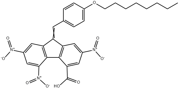 2,5,7-trisnitro-9-[4-(octyloxy)benzylidene]-9H-fluorene-4-carboxylic acid Struktur