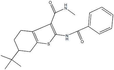 2-(benzoylamino)-6-tert-butyl-N-methyl-4,5,6,7-tetrahydro-1-benzothiophene-3-carboxamide Struktur