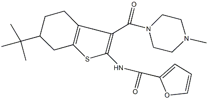 N-{6-tert-butyl-3-[(4-methyl-1-piperazinyl)carbonyl]-4,5,6,7-tetrahydro-1-benzothien-2-yl}-2-furamide Struktur