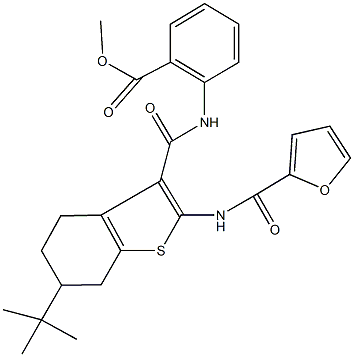 methyl 2-({[6-tert-butyl-2-(2-furoylamino)-4,5,6,7-tetrahydro-1-benzothien-3-yl]carbonyl}amino)benzoate Struktur