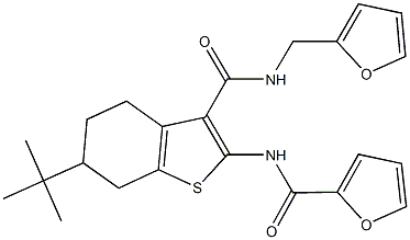 N-(6-tert-butyl-3-{[(2-furylmethyl)amino]carbonyl}-4,5,6,7-tetrahydro-1-benzothien-2-yl)-2-furamide Struktur