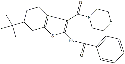 N-[6-tert-butyl-3-(4-morpholinylcarbonyl)-4,5,6,7-tetrahydro-1-benzothien-2-yl]benzamide Struktur