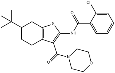 N-[6-tert-butyl-3-(4-morpholinylcarbonyl)-4,5,6,7-tetrahydro-1-benzothien-2-yl]-2-chlorobenzamide Struktur