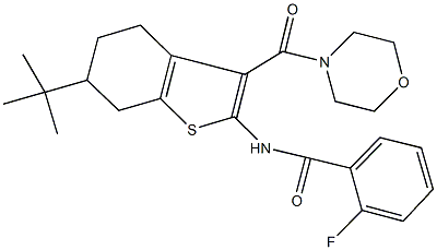 N-[6-tert-butyl-3-(4-morpholinylcarbonyl)-4,5,6,7-tetrahydro-1-benzothien-2-yl]-2-fluorobenzamide Struktur