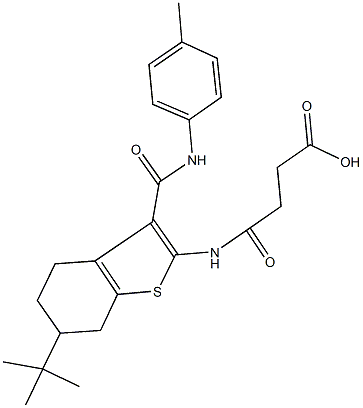 4-{[6-tert-butyl-3-(4-toluidinocarbonyl)-4,5,6,7-tetrahydro-1-benzothien-2-yl]amino}-4-oxobutanoic acid Struktur