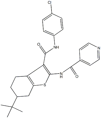 N-{6-tert-butyl-3-[(4-chloroanilino)carbonyl]-4,5,6,7-tetrahydro-1-benzothien-2-yl}isonicotinamide Struktur