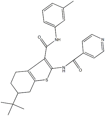 N-[6-tert-butyl-3-(3-toluidinocarbonyl)-4,5,6,7-tetrahydro-1-benzothien-2-yl]isonicotinamide Struktur