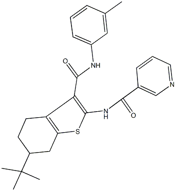 N-[6-tert-butyl-3-(3-toluidinocarbonyl)-4,5,6,7-tetrahydro-1-benzothien-2-yl]nicotinamide Struktur