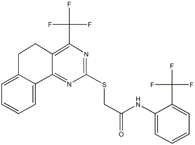 2-{[4-(trifluoromethyl)-5,6-dihydrobenzo[h]quinazolin-2-yl]sulfanyl}-N-[2-(trifluoromethyl)phenyl]acetamide Struktur