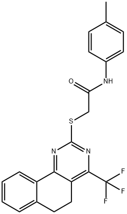 N-(4-methylphenyl)-2-{[4-(trifluoromethyl)-5,6-dihydrobenzo[h]quinazolin-2-yl]sulfanyl}acetamide Struktur