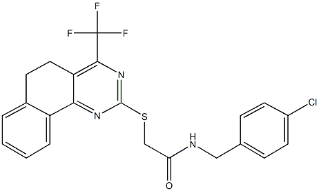 N-(4-chlorobenzyl)-2-{[4-(trifluoromethyl)-5,6-dihydrobenzo[h]quinazolin-2-yl]sulfanyl}acetamide Struktur