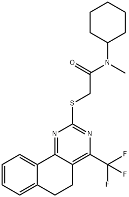 N-cyclohexyl-N-methyl-2-{[4-(trifluoromethyl)-5,6-dihydrobenzo[h]quinazolin-2-yl]sulfanyl}acetamide Struktur