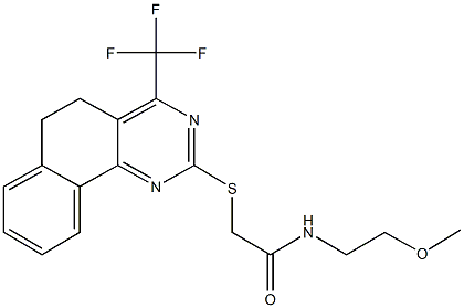 N-(2-methoxyethyl)-2-{[4-(trifluoromethyl)-5,6-dihydrobenzo[h]quinazolin-2-yl]sulfanyl}acetamide Struktur