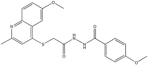 2-{[2-methyl-6-(methyloxy)quinolin-4-yl]sulfanyl}-N'-{[4-(methyloxy)phenyl]carbonyl}acetohydrazide Struktur