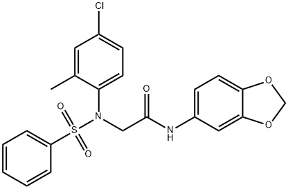 N-(1,3-benzodioxol-5-yl)-2-[4-chloro-2-methyl(phenylsulfonyl)anilino]acetamide Struktur