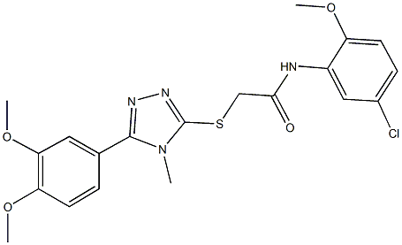 2-({5-[3,4-bis(methyloxy)phenyl]-4-methyl-4H-1,2,4-triazol-3-yl}sulfanyl)-N-[5-chloro-2-(methyloxy)phenyl]acetamide Struktur