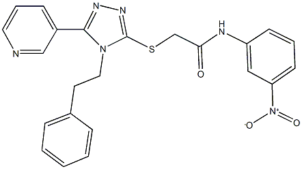 N-{3-nitrophenyl}-2-{[4-(2-phenylethyl)-5-pyridin-3-yl-4H-1,2,4-triazol-3-yl]sulfanyl}acetamide Struktur