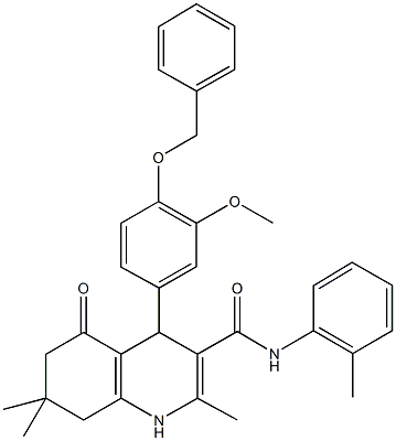 4-[4-(benzyloxy)-3-methoxyphenyl]-2,7,7-trimethyl-N-(2-methylphenyl)-5-oxo-1,4,5,6,7,8-hexahydro-3-quinolinecarboxamide Struktur