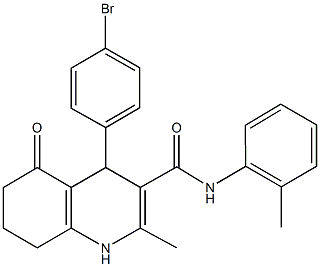 4-(4-bromophenyl)-2-methyl-N-(2-methylphenyl)-5-oxo-1,4,5,6,7,8-hexahydro-3-quinolinecarboxamide Struktur