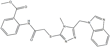 methyl 2-[({[5-(1H-benzimidazol-1-ylmethyl)-4-methyl-4H-1,2,4-triazol-3-yl]sulfanyl}acetyl)amino]benzoate Struktur