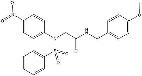 2-[{4-nitrophenyl}(phenylsulfonyl)amino]-N-{[4-(methyloxy)phenyl]methyl}acetamide Struktur