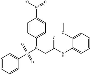 2-[{4-nitrophenyl}(phenylsulfonyl)amino]-N-[2-(methyloxy)phenyl]acetamide Struktur