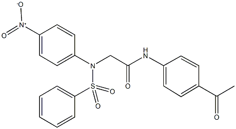 N-(4-acetylphenyl)-2-[{4-nitrophenyl}(phenylsulfonyl)amino]acetamide Struktur