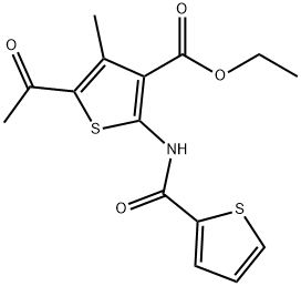 ethyl 5-acetyl-4-methyl-2-[(thien-2-ylcarbonyl)amino]thiophene-3-carboxylate Struktur